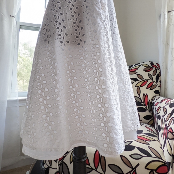 London Time White Eyelet Knee Length Dress Size S - Picture 11 of 14